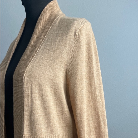 100% Merino Wool Elegant Camel Color Women's Open Cardigan Size Medium - Picture 5 of 12